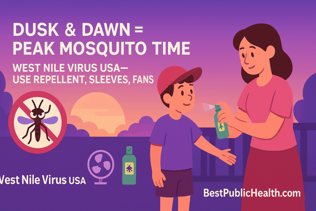 Culex mosquito at dusk—West Nile virus risk in the U.S.