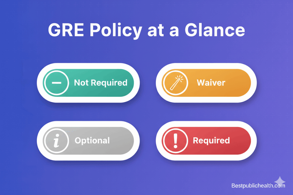 GRE policy types: not required, waiver, optional, required