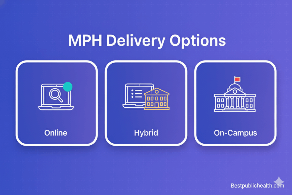 Online / Hybrid / On-Campus MPH delivery options.
