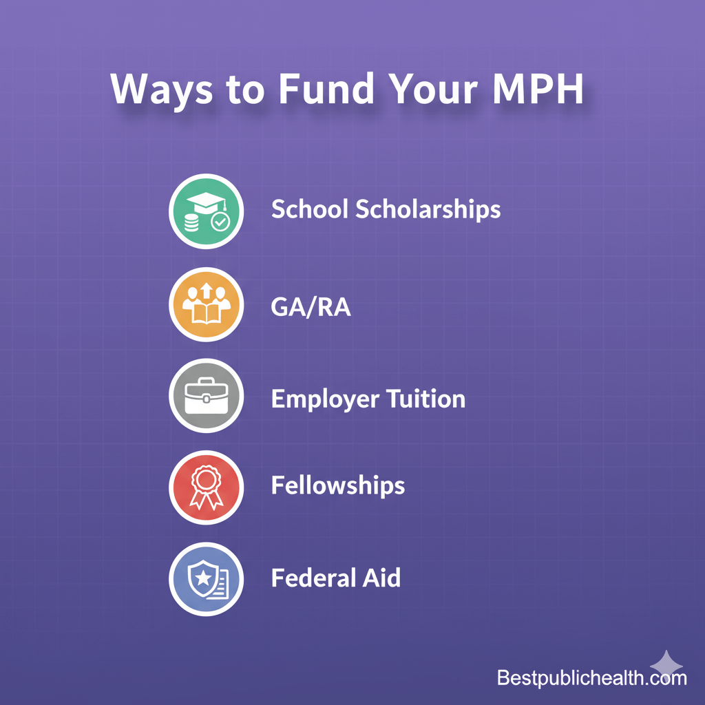 Scholarships, assistantships, employer tuition, fellowships, and federal aid options