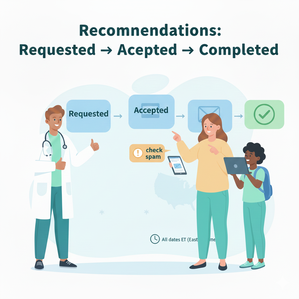 SOPHAS recommendation status guide from requested to completed