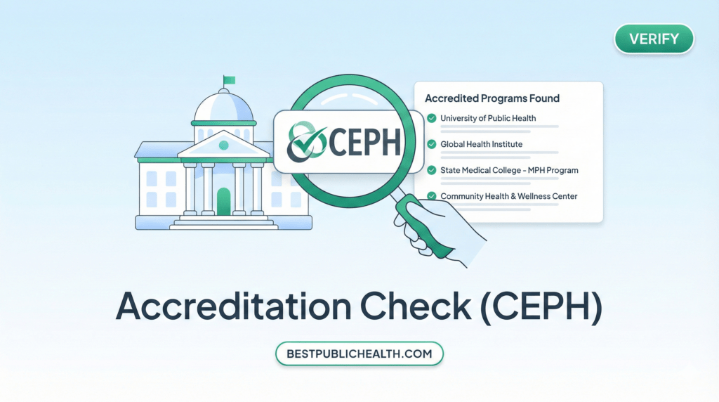 CEPH accreditation verification for public health schools and programs.