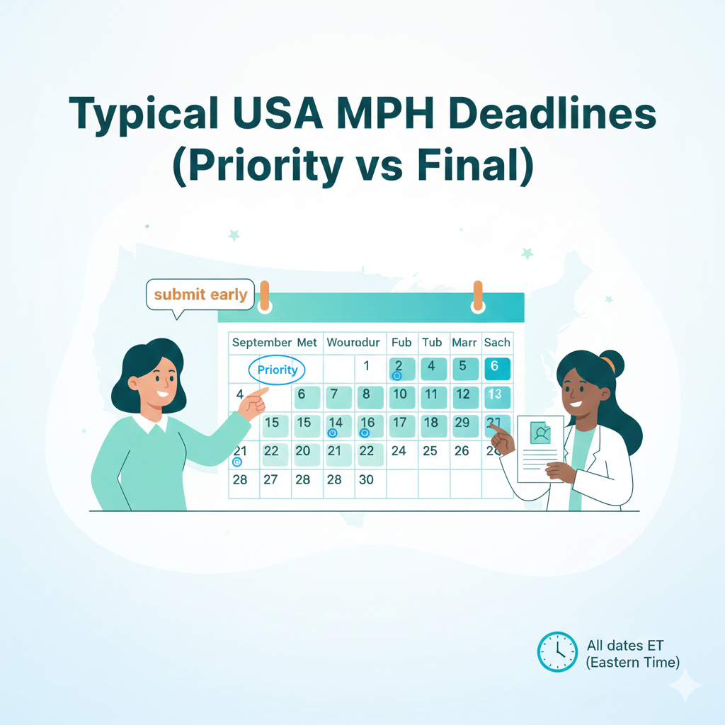 Typical USA MPH deadline pattern for Fall 2026 and why priority deadlines matter