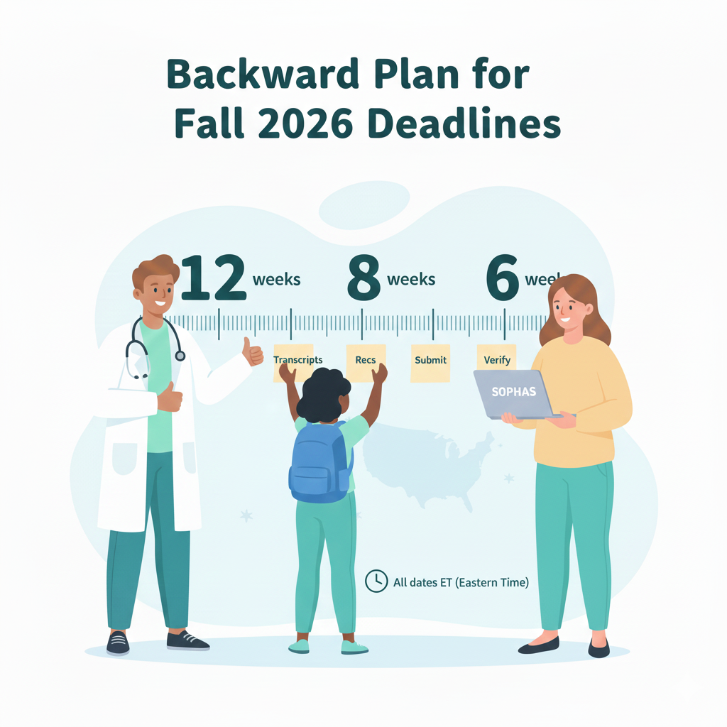 SOPHAS timeline 2026 backward plan to submit early before MPH deadlines