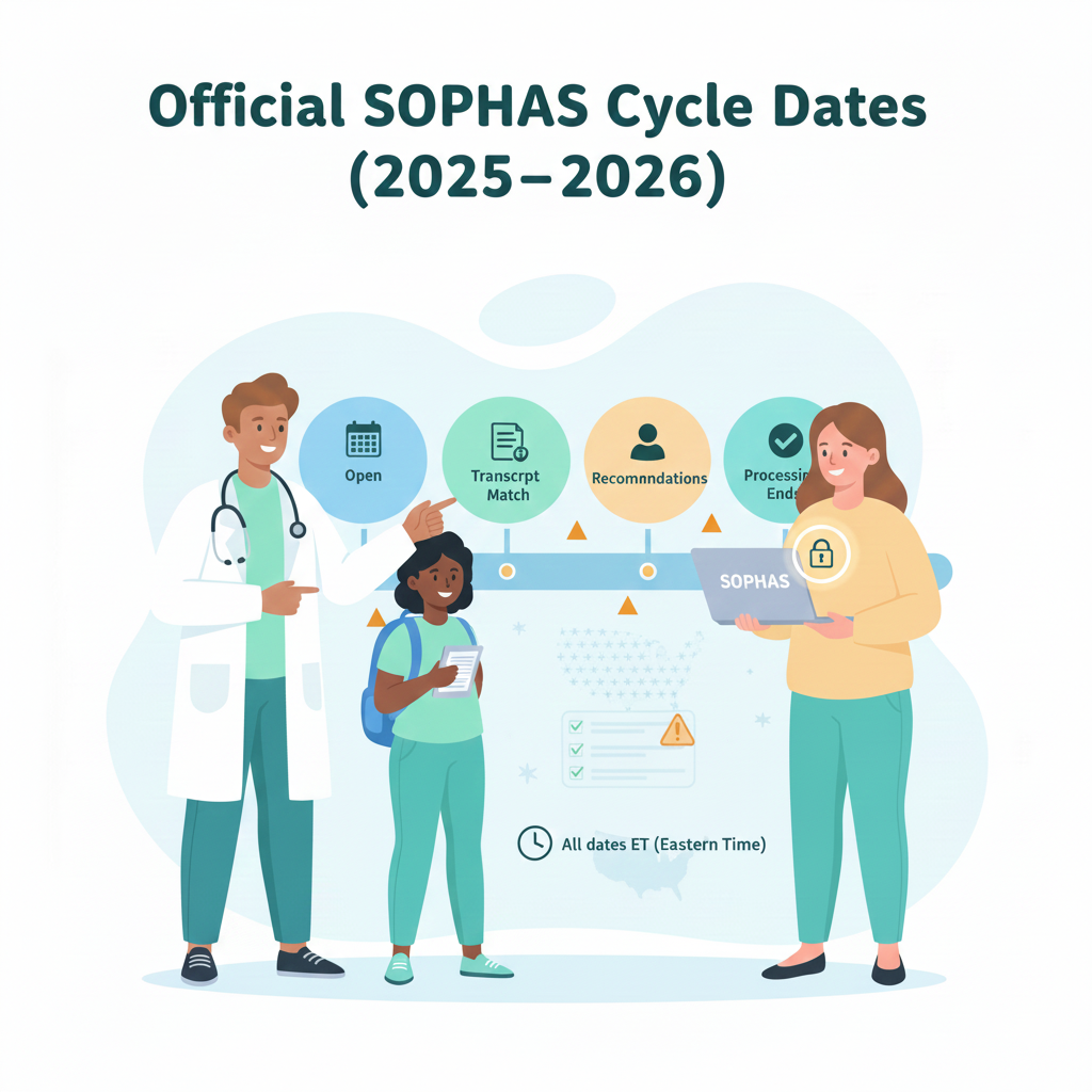 SOPHAS cycle dates timeline for the 2025–2026 application cycle