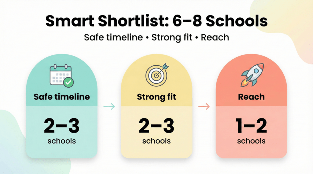 Shortlist strategy for no GRE MPH programs 2026 choose 6 to 8 schools